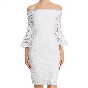 Adrianna Papell white lace off-the-shoulder dress